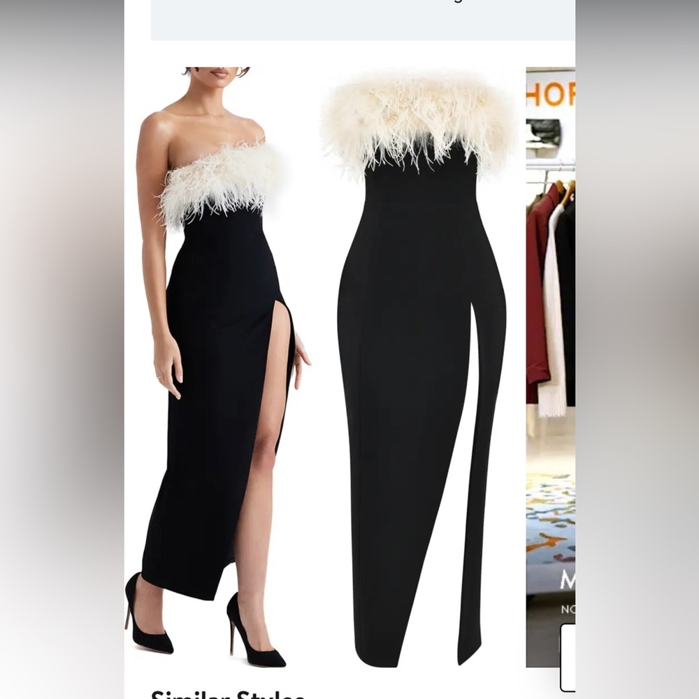 House of CB Feather Trim Stretch Crepe Cocktail Space